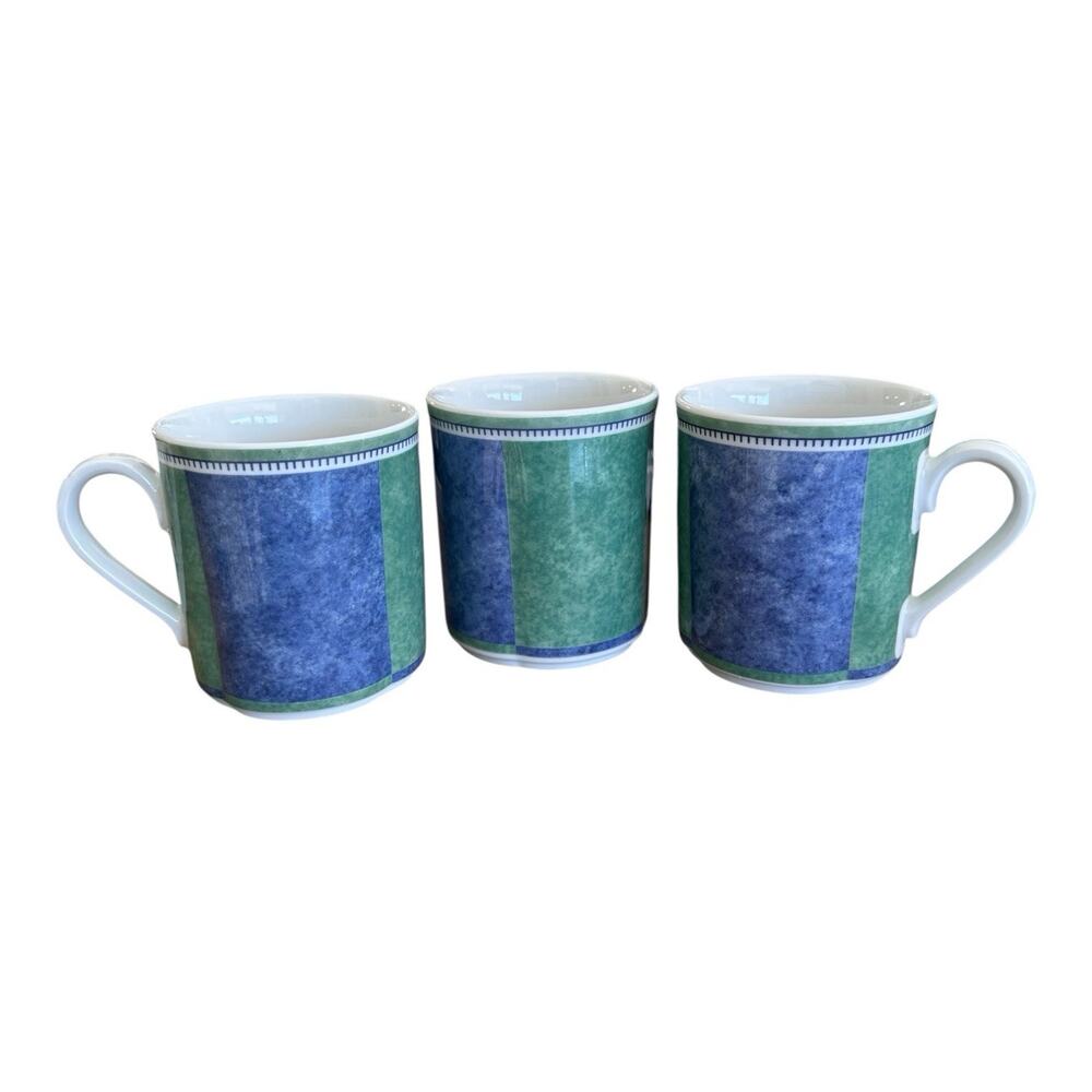 3 Villeroy & Boch Switch 3 Costa Porcelain Coffee Mugs Green & Blue